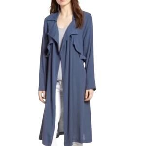 Trouve Ruffle Drape Belted Duster Jacket NWT Size Large